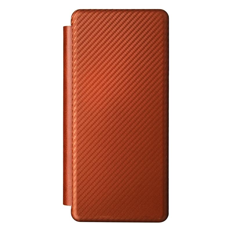 For Samsung Galaxy Z Fold4 5G Carbon Fiber Flip Leather Case - Brown