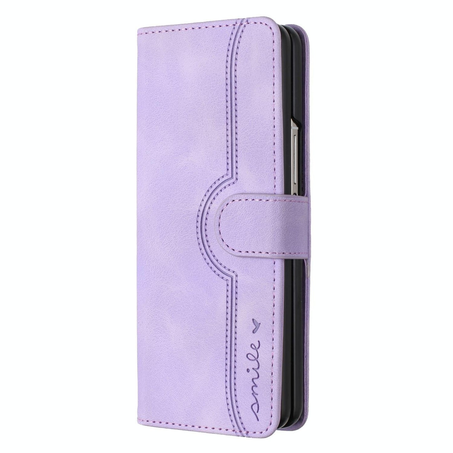 For Samsung Galaxy Z Fold4 5G Leather Phone Case With Heart Pattern - Light Blue