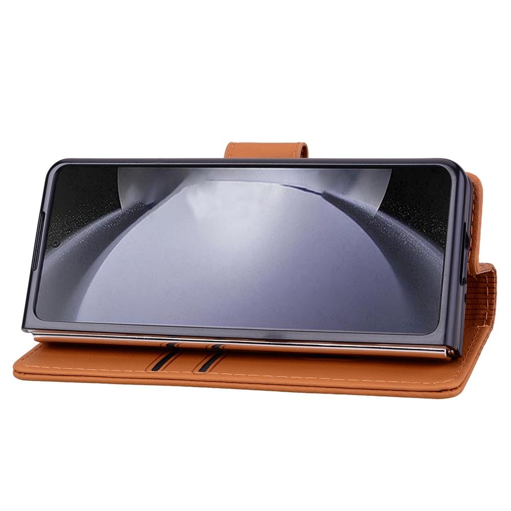 For Samsung Galaxy Z Fold4 5G Leather Phone Case With Diamond Buckle And Lanyard - Black