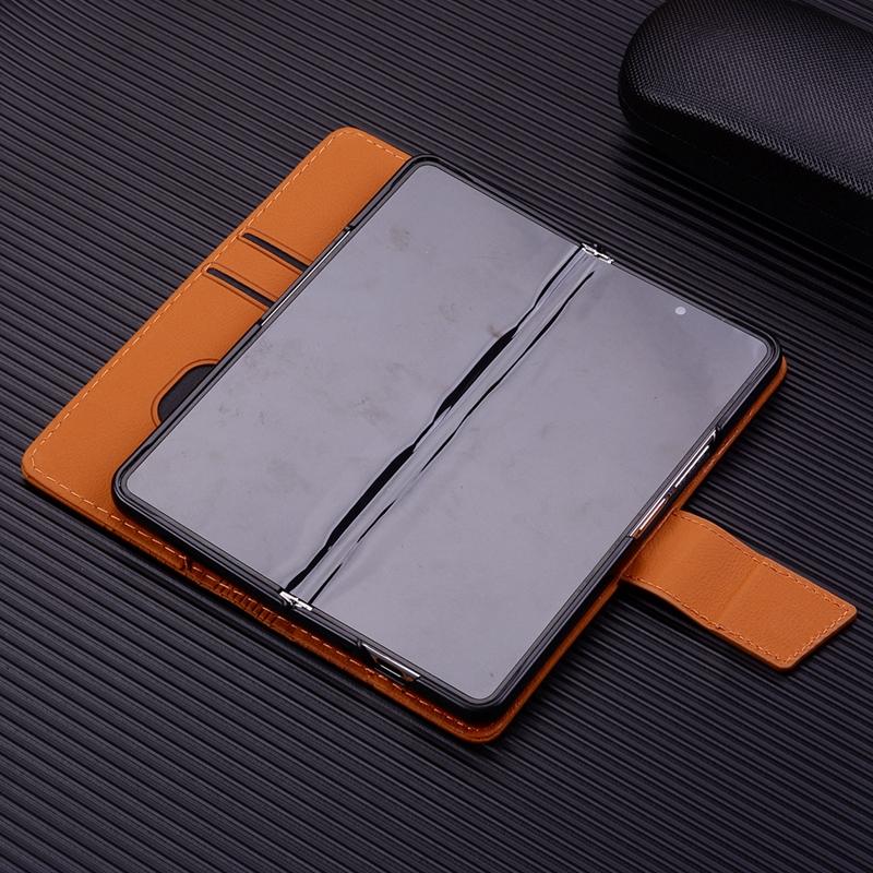 For Samsung Galaxy Z Fold4 5G Leather Phone Case With Diamond Buckle And Lanyard - Black