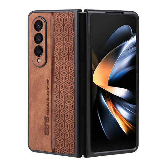 For Samsung Galaxy z Fold4 5G Embossed 3d Skin Texture Phone Case - Sleek Design - Brown