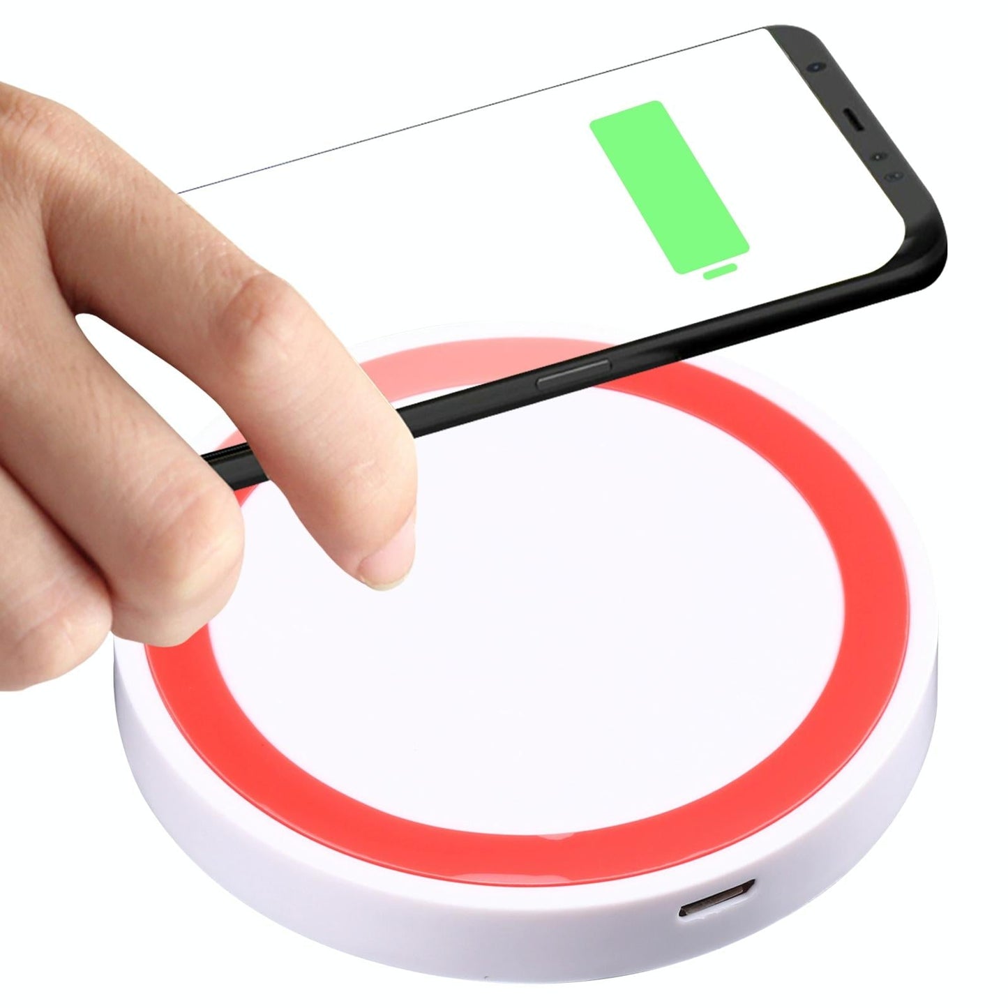 Universal 5W Round Wireless Charger - White + Red