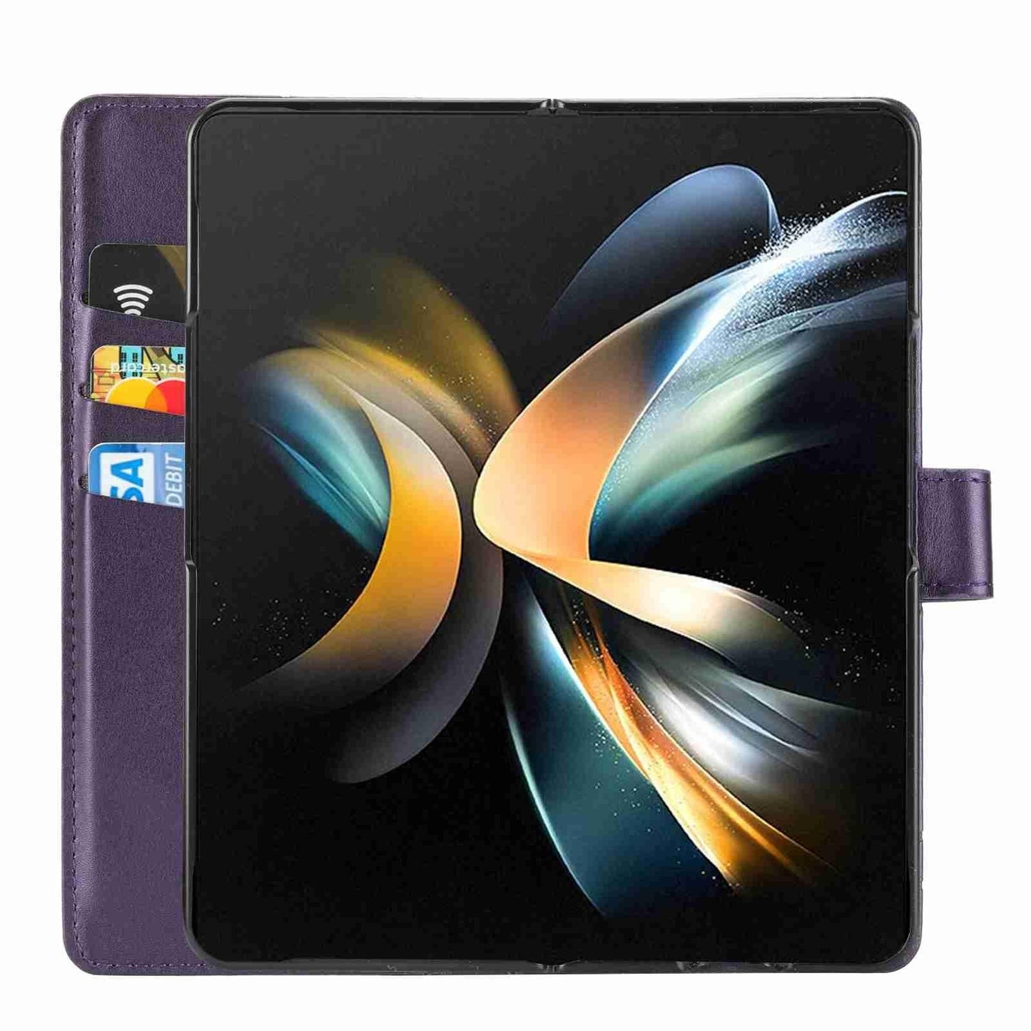 For Samsung Galaxy Z Fold4 5G Embossed Pu Leather Phone Case - Purple