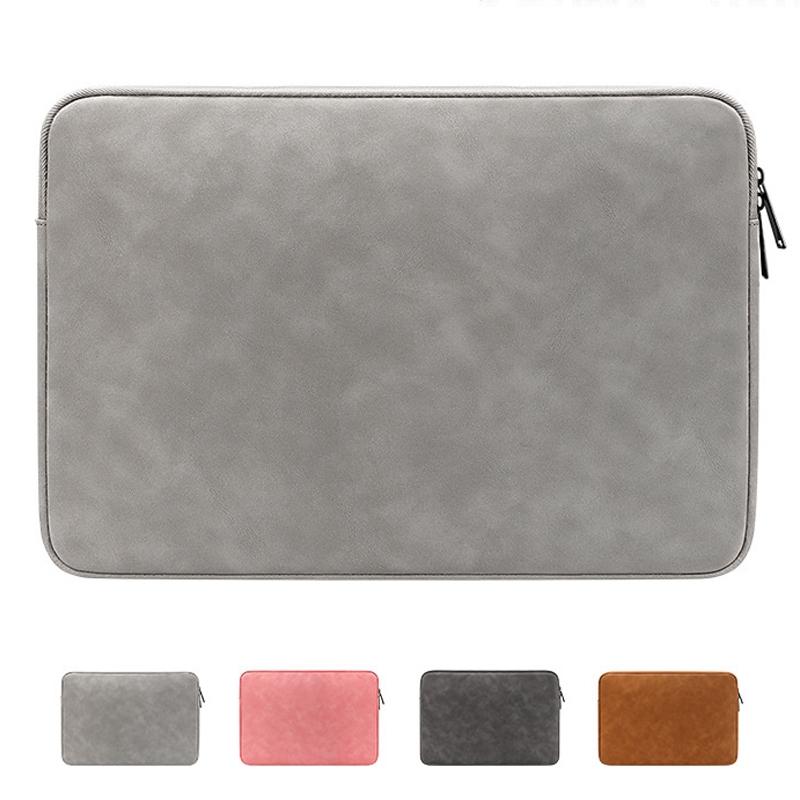 Lightweight Waterproof Lambskin Laptop Sleeve - 13.3 Inches - Deep Gray With Bag