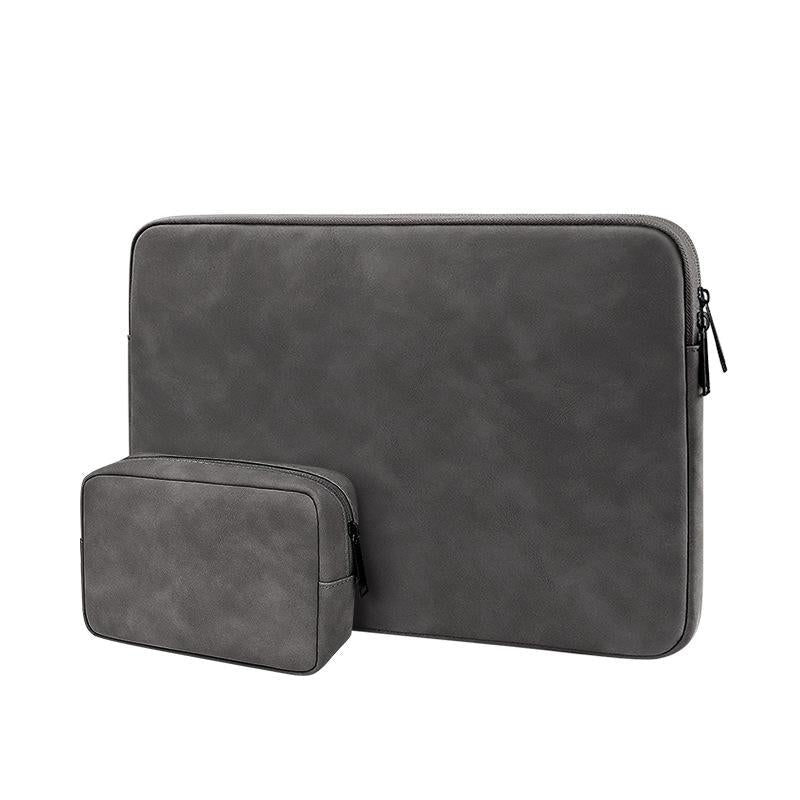 Lightweight Waterproof Lambskin Laptop Sleeve - 13.3 Inches - Deep Gray With Bag