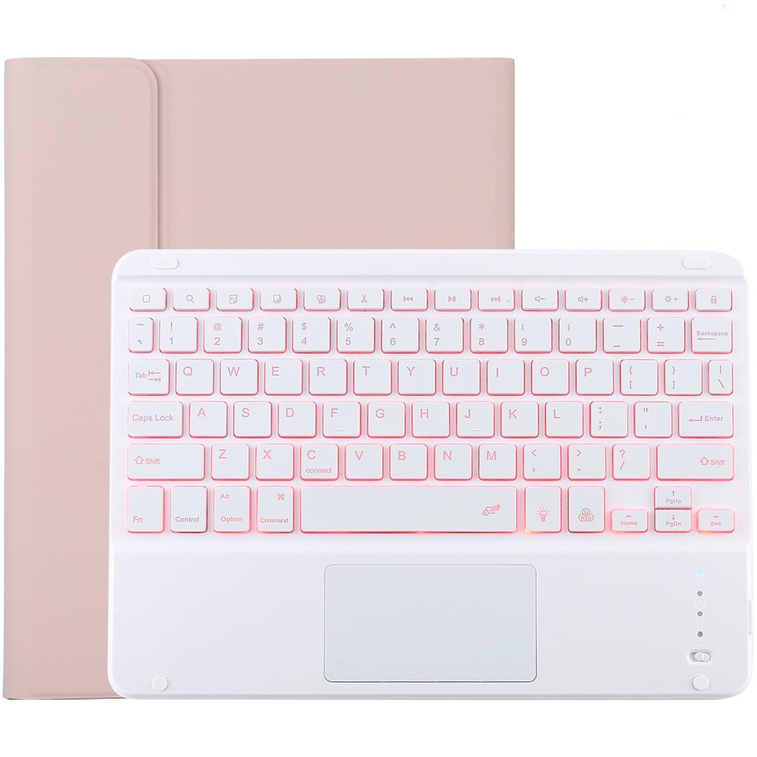 Bluetooth Tablet Case For Ipad 10.2 / Ipad Air 2019 With Touch Pad & Backlight & Pen Holder - Detachable - Pink