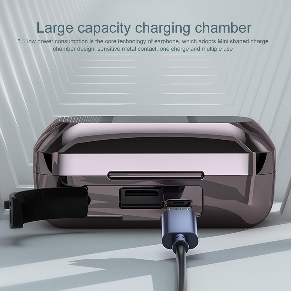 Intelligent Noise Reduction Bluetooth Earphones with Touch Control and Battery Display - Pink