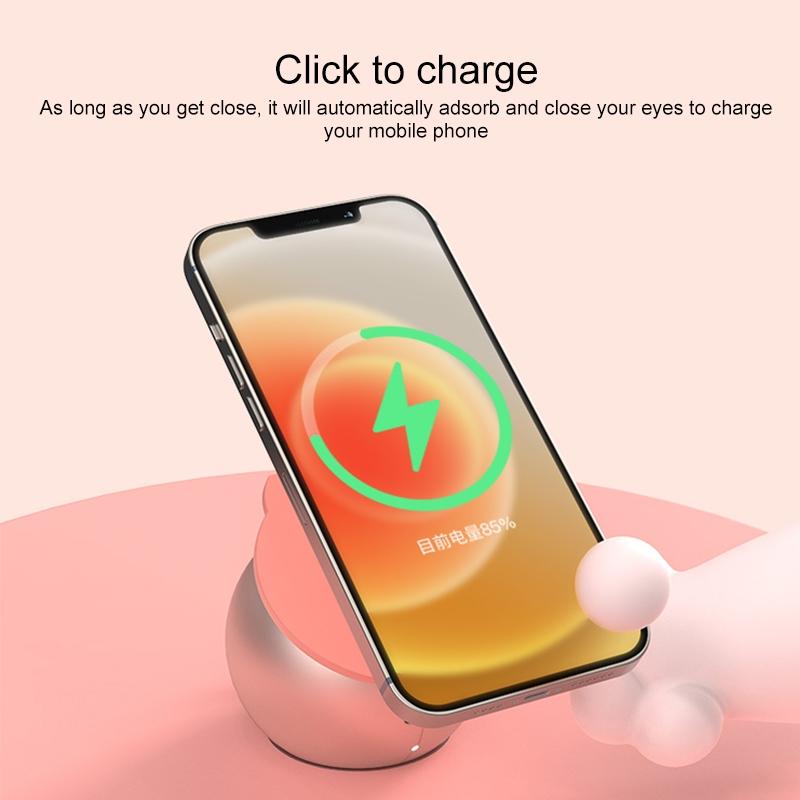 Adorable Magnetic Cat Wireless Charger Stand - Pink