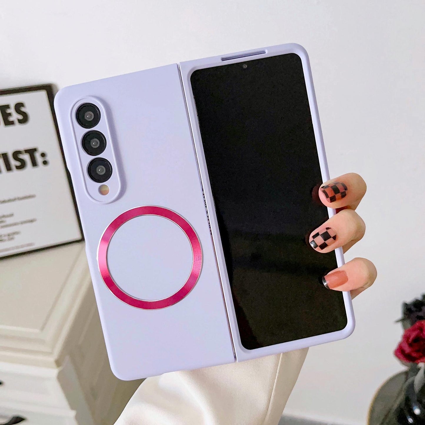 For Samsung Galaxy Z Fold4 5G Magnetic Skin Case - Magsafe - Pink