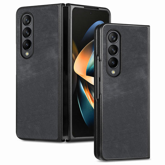 For Samsung Galaxy Z Fold4 5G Pu Back Cover - Solid Colour - Black