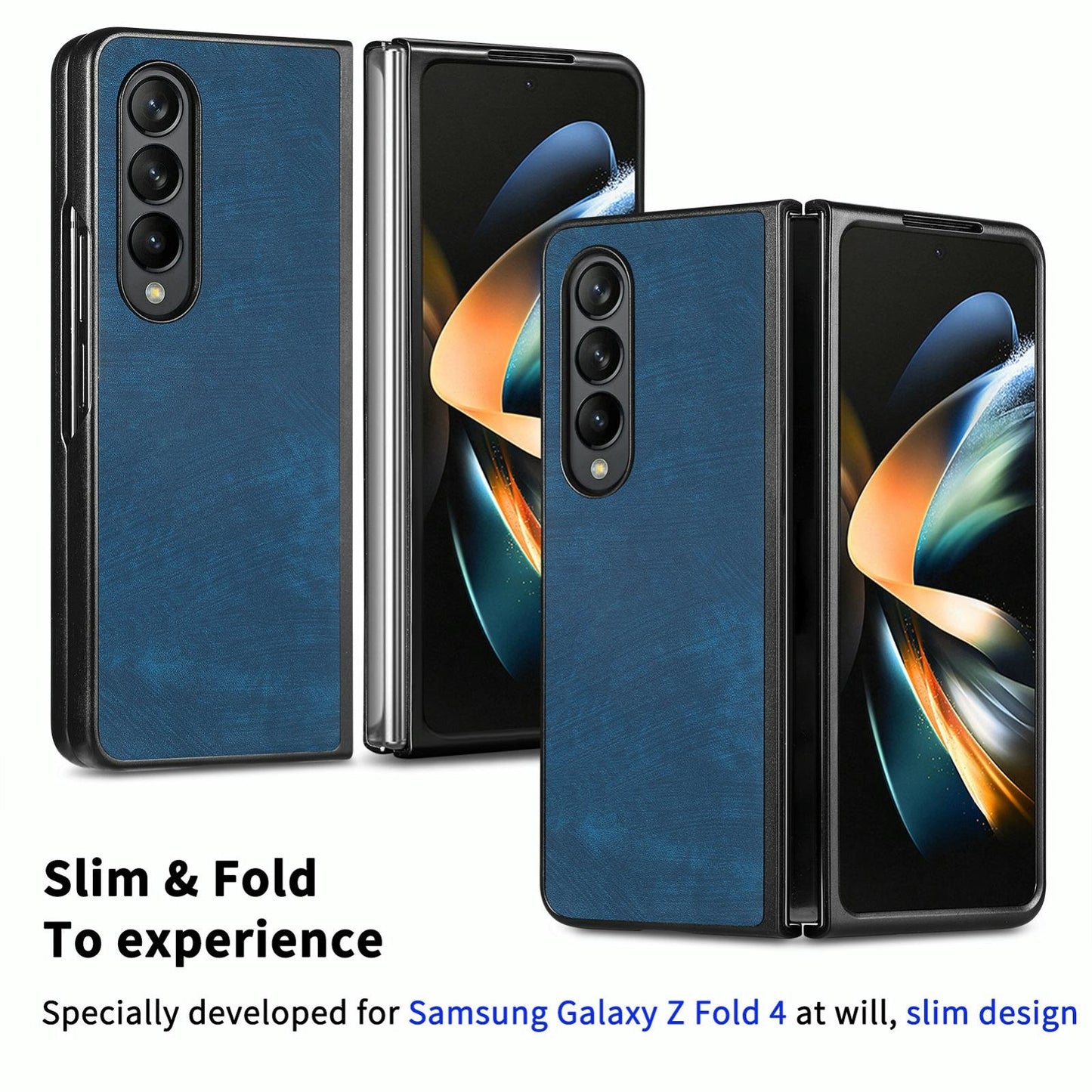 For Samsung Galaxy Z Fold4 5G Pu Back Cover - Solid Colour - Black