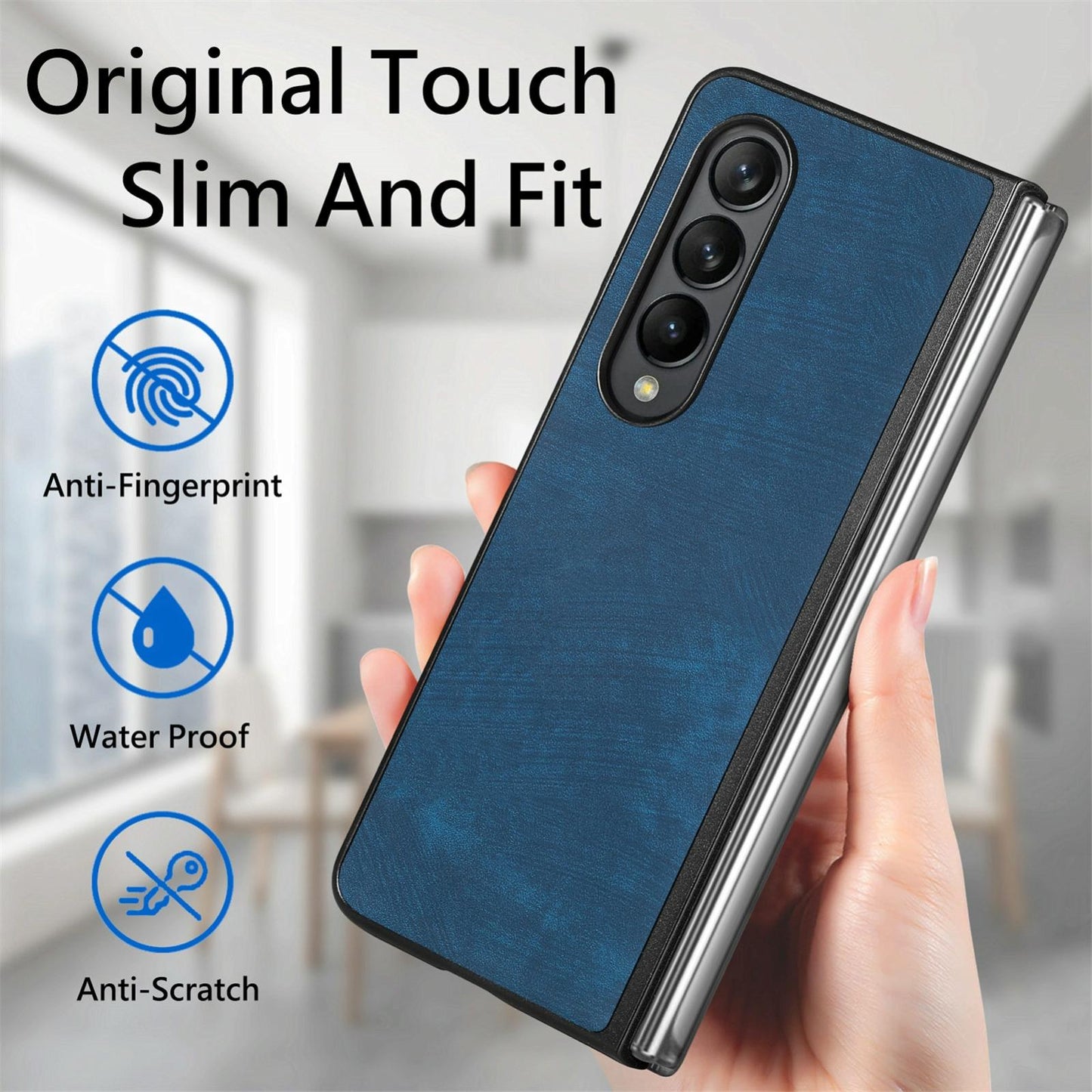 For Samsung Galaxy Z Fold4 5G Pu Back Cover - Solid Colour - Black