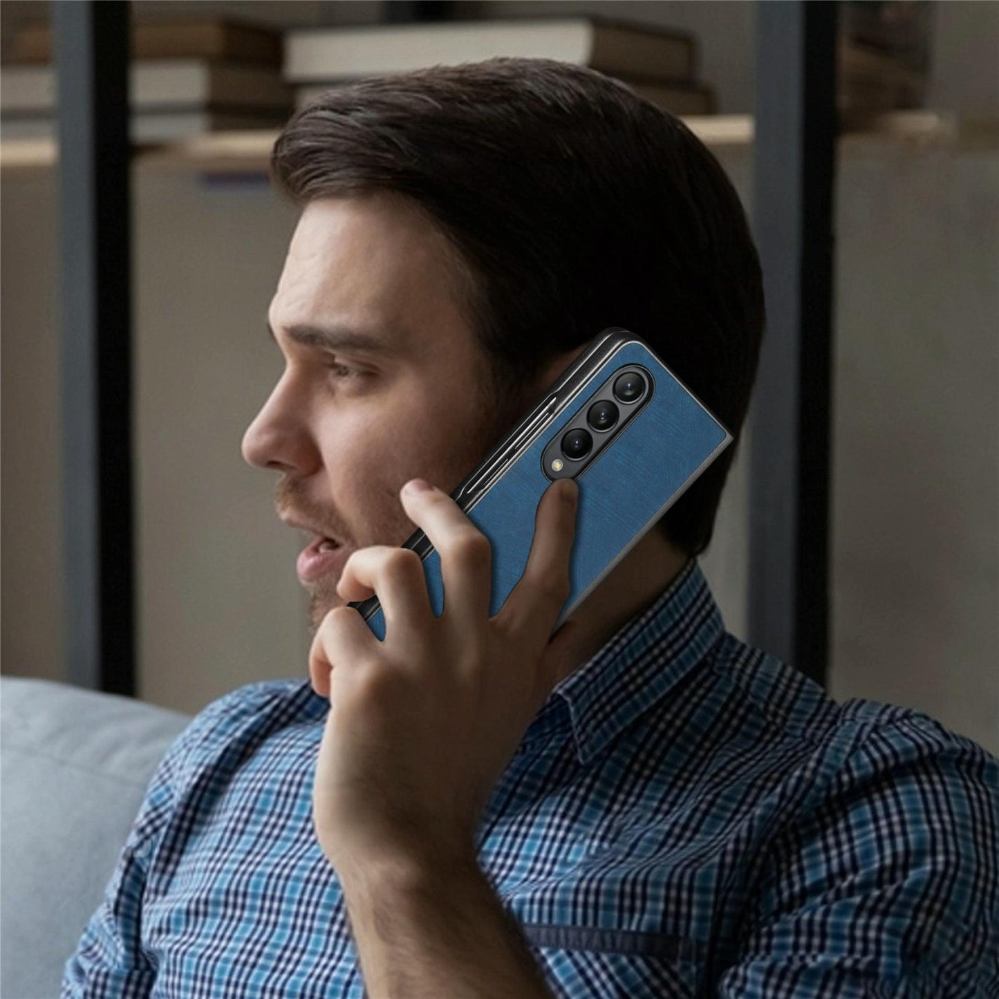 For Samsung Galaxy Z Fold4 5G Pu Back Cover - Solid Colour - Black