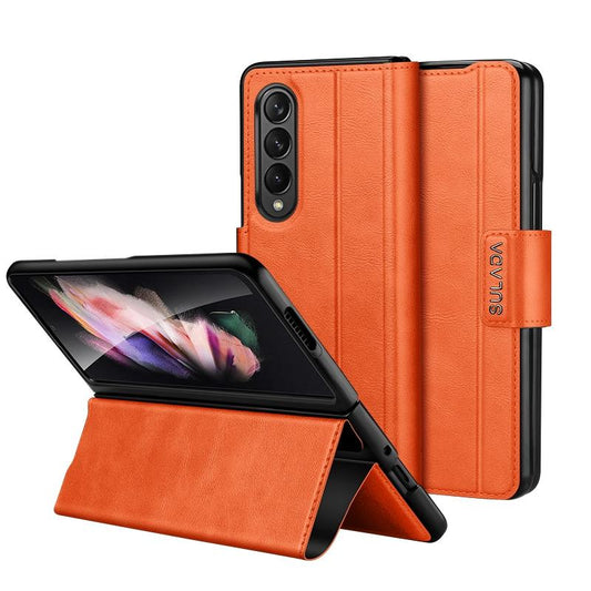 For Samsung Galaxy z Fold4 5G Magnetic Snap Leather Flip Case - All-inclusive - Orange