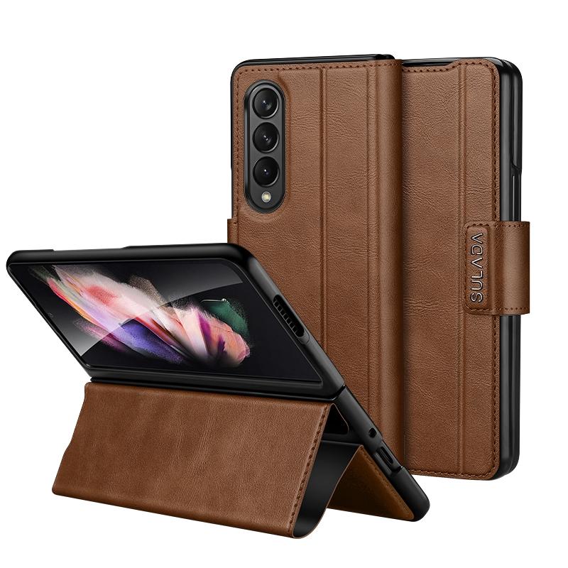 For Samsung Galaxy z Fold4 5G Magnetic Snap Leather Flip Case - All-inclusive - Orange