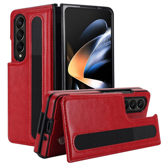 For Samsung Galaxy Z Fold4 5G Double Buckle Phone Case With Pen Slots - Red