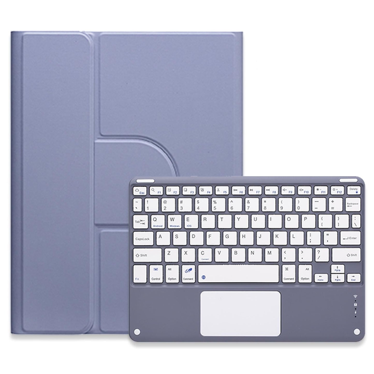 360 Degree Rotatable Bluetooth Keyboard Leather Case With Touchpad - Square Button - Lavender Purple - For Ipad Air 2022 / Ipad Pro 11 2021