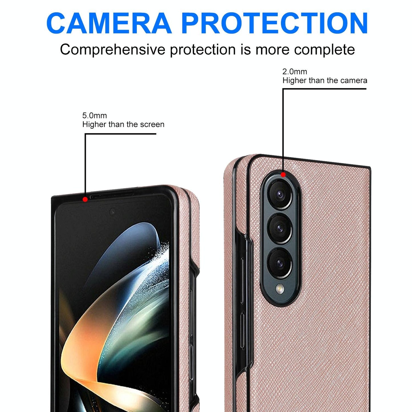 For Samsung Galaxy Z Fold4 5G Foldable Cross Pattern Phone Case - Compact Design - Brown