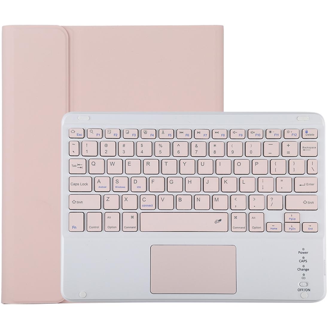 Bluetooth Keyboard & Tablet Case For Ipad 10.2 / Ipad Air 2019 - Detachable Touch Pad Pen Slot Holder - Pink Leather - Pink