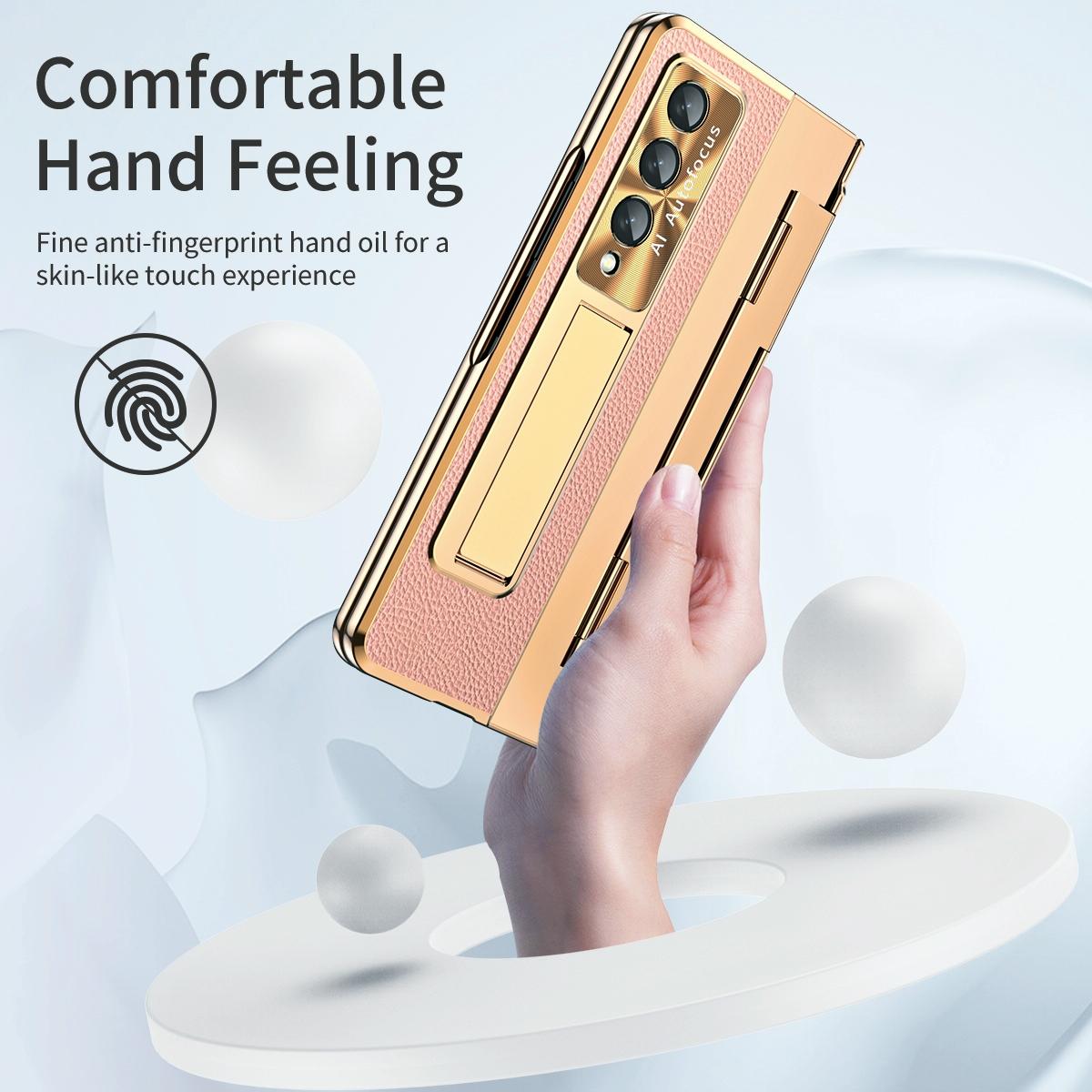 For Samsung Galaxy z Fold4 5G Full Coverage Phone Case with Hinge - Integrated Design - Gold + Black