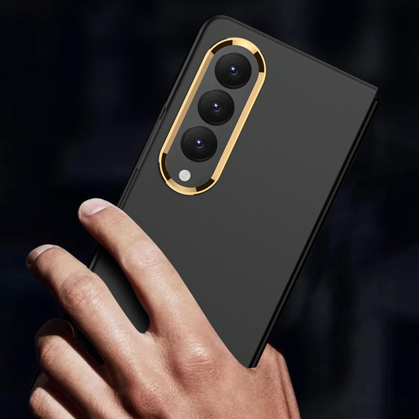 For Samsung Galaxy Z Fold4 5G Electroplating Lens Frame Case - Ultra Thin - Blue