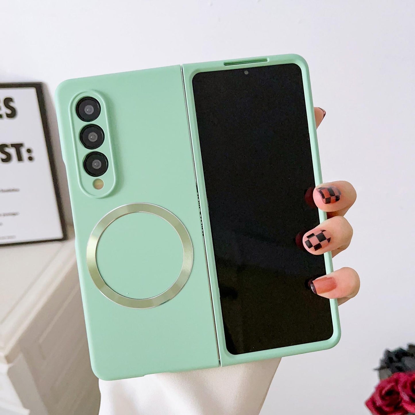 For Samsung Galaxy Z Fold4 5G Magnetic Skin Case - Magsafe - Orange