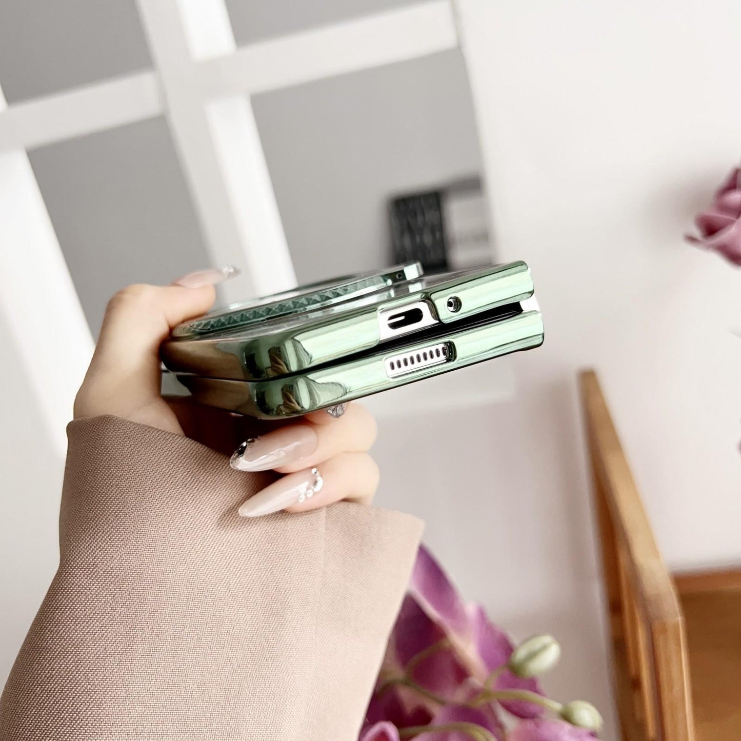 For Samsung Galaxy z Fold4 5G Shockproof Magsafe Holder for Rotating Plating Phone Case - Gold