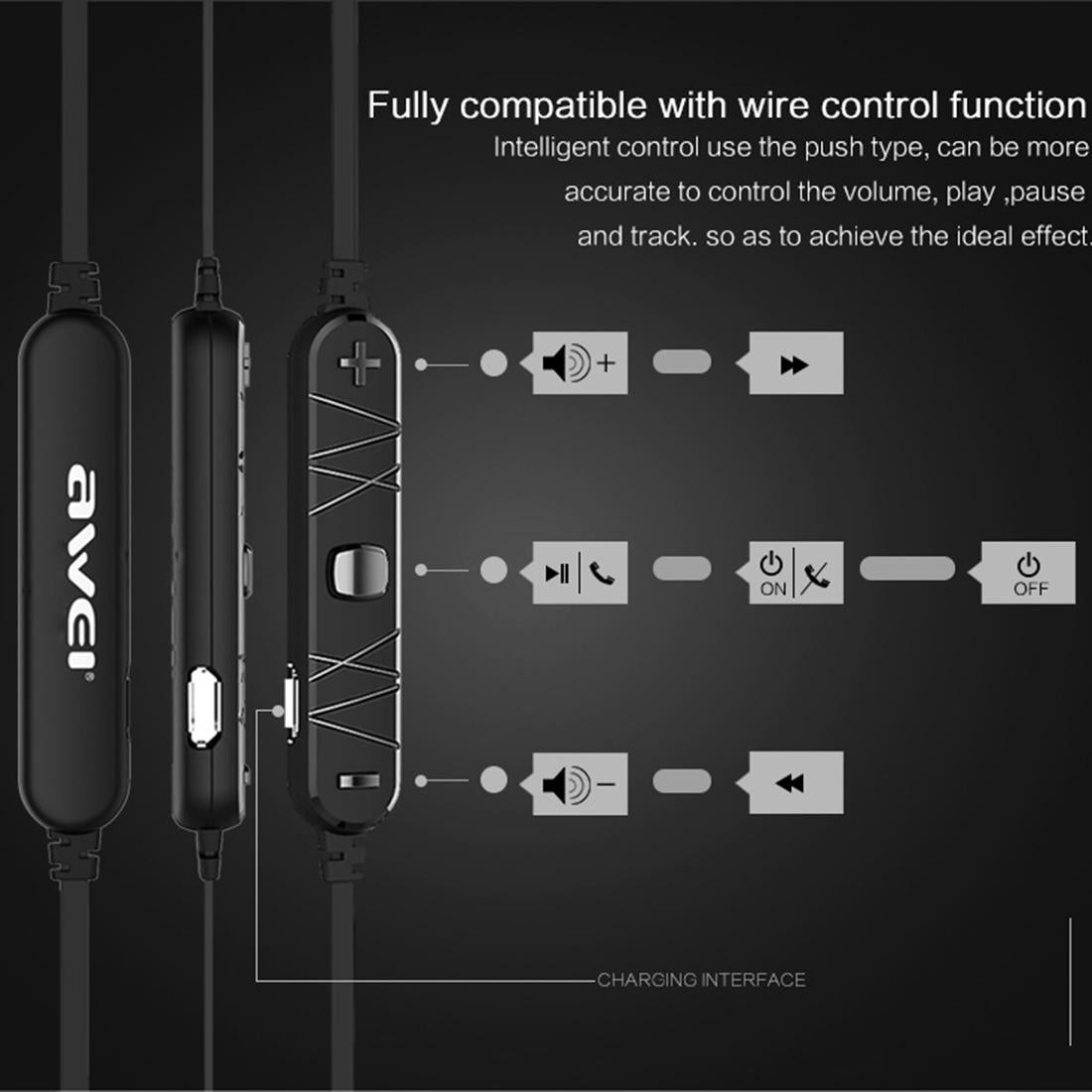 Wireless Magnetic Sport Earphones with Bluetooth Control