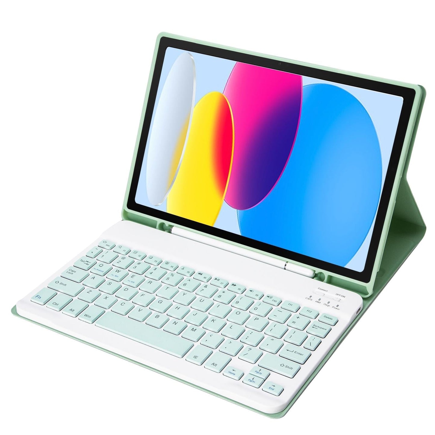 Ultra-Thin Bluetooth Keyboard Leather Tablet Case For Ipad 10.9 2022 With Pen Slot - Green