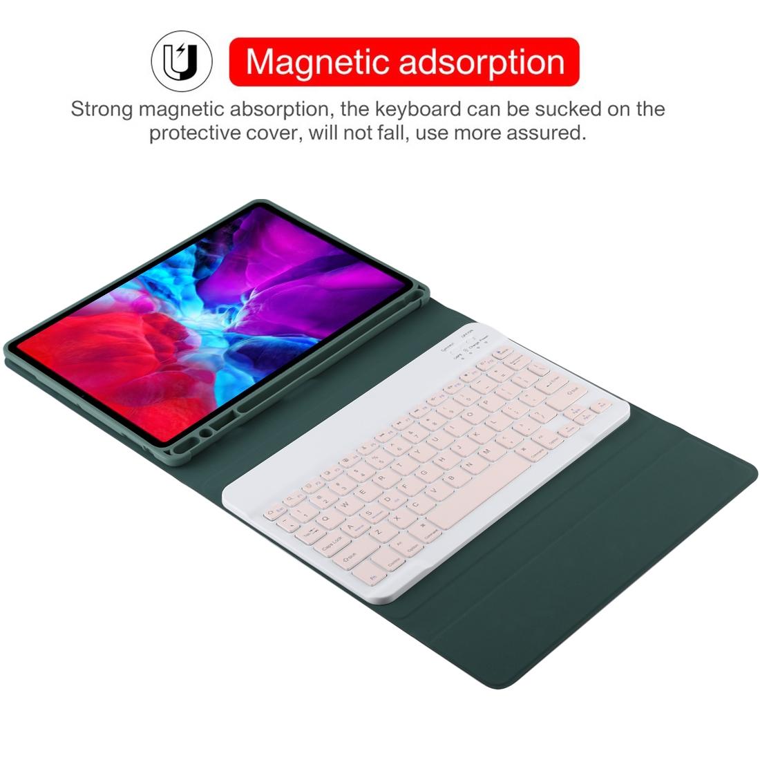 Bluetooth Tablet Case For Ipad Pro 11 With Detachable Microfiber Leather Pen Slot & Holder - Dark Green