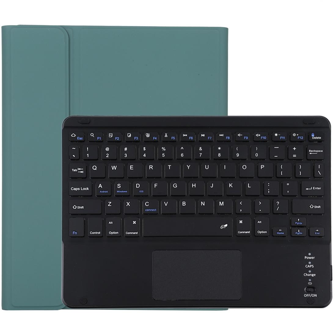Bluetooth Keyboard & Tablet Case For Ipad 10.2 / Ipad Air 2019 - Detachable Touch Pad Pen Slot Holder - Microfiber Leather - Dark Green