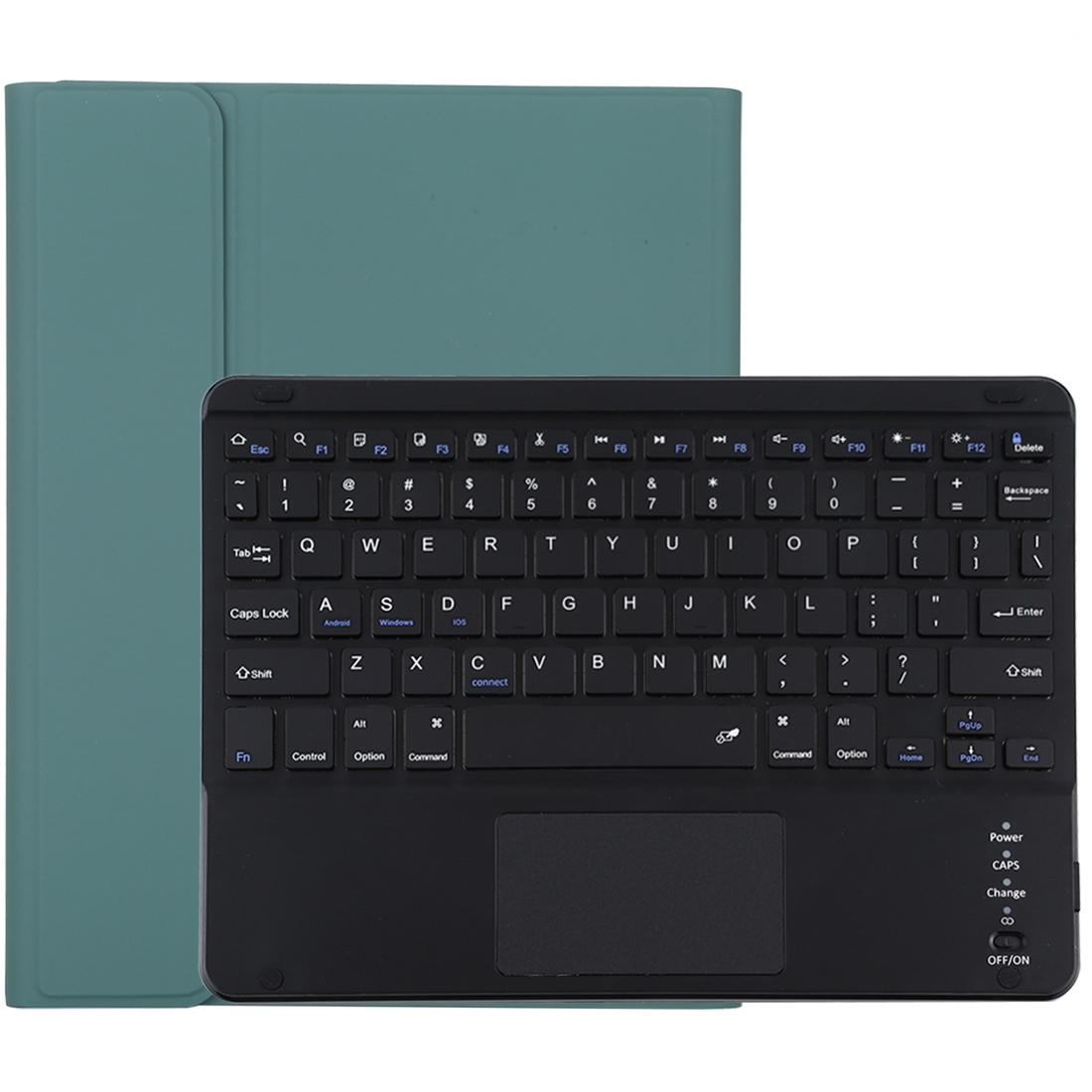 Bluetooth Keyboard & Tablet Case For Ipad 9.7 With Touch Pad Pen Slot & Holder - Detachable Microfiber Leather - Dark Green