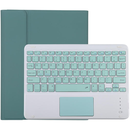 Bluetooth Keyboard & Tablet Case For Ipad 10.2 / Ipad Air 2019 - Detachable Touch Pad Pen Slot Holder - Microfiber Leather - Dark Green