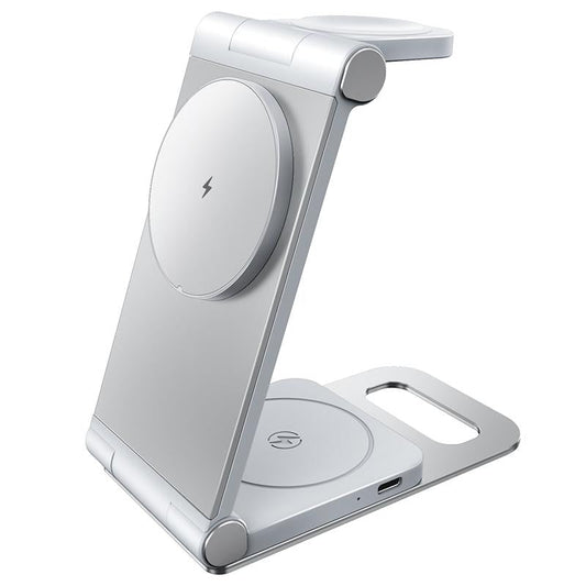 15W 3 In 1 Foldable Desktop Wireless Charger - Dark Gray