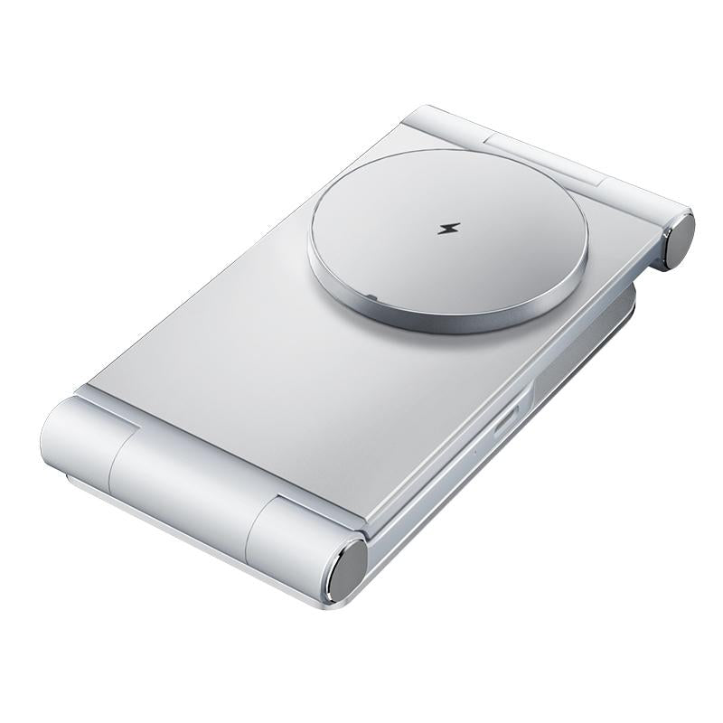 15W 3 In 1 Foldable Desktop Wireless Charger - Dark Gray