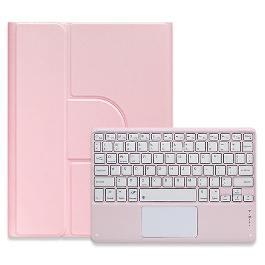360 Degree Rotatable Bluetooth Keyboard Leather Case With Touchpad - Square Button - Pink - For Ipad 10Th Gen 10.9 2022