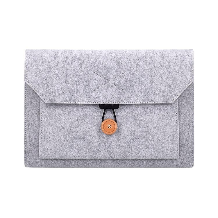 Versatile Felt Laptop Inner Bag with Button Closure - Grey