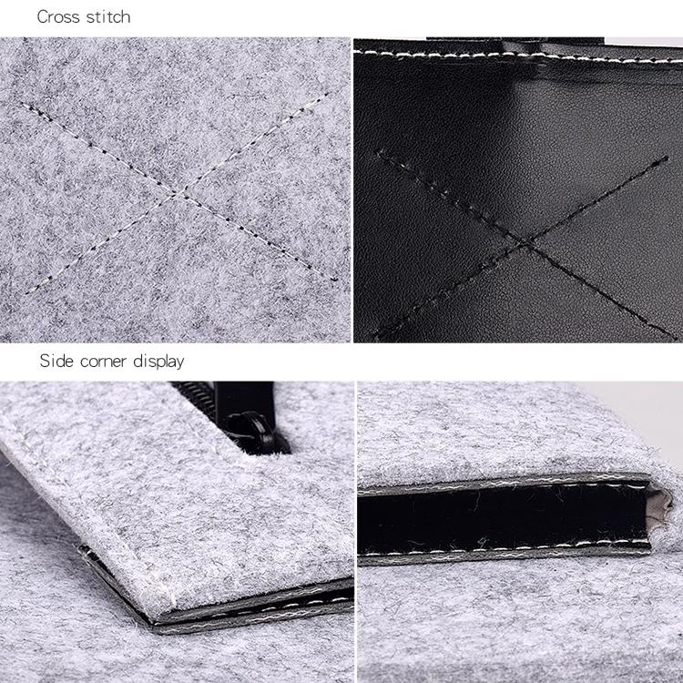 Versatile Felt Laptop Inner Bag with Button Closure - Grey