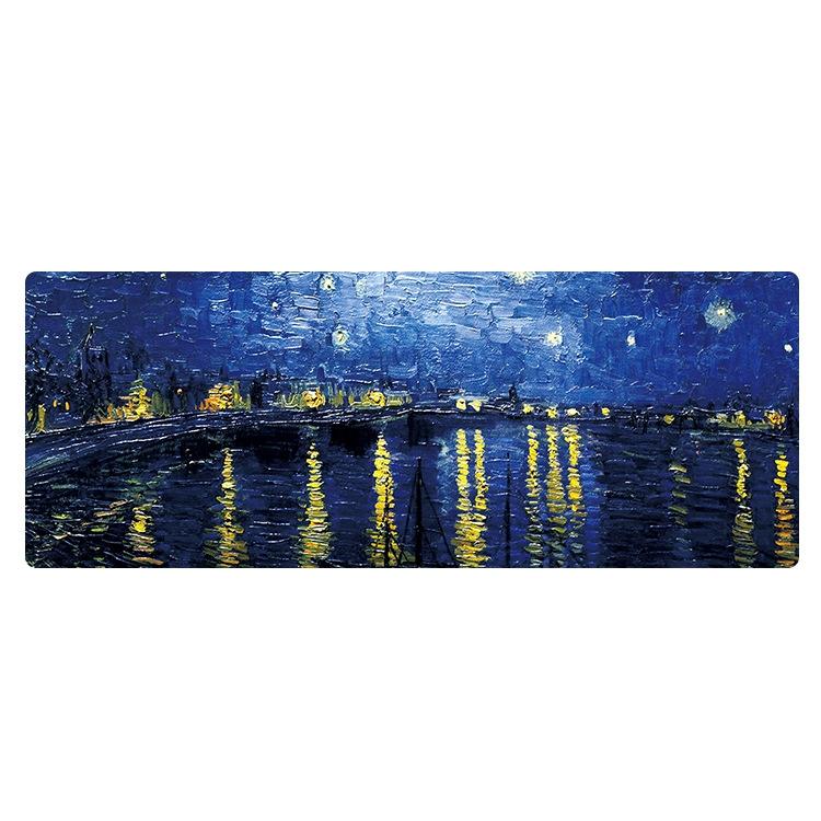 Large Oil Painting Desk Rubber Mouse Pad - Starry Sky