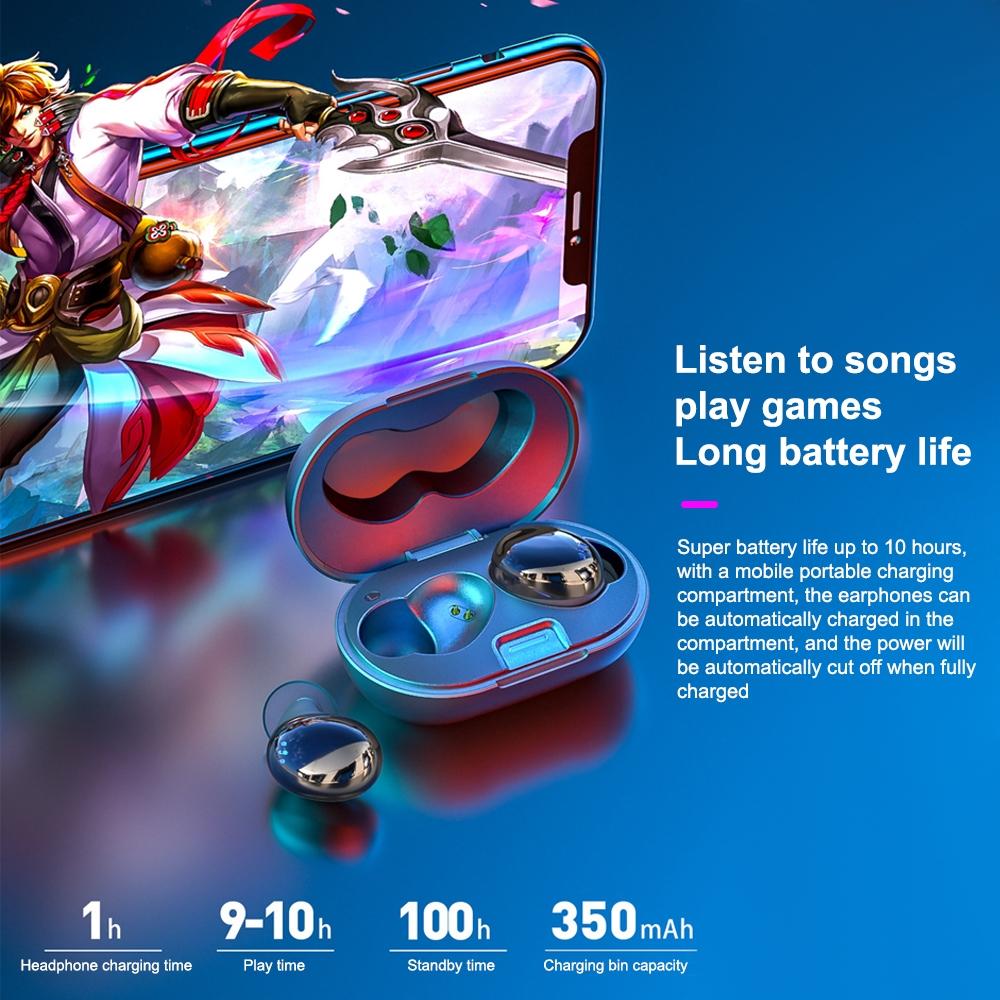 Metal Plating Wireless Tws Earphones with Charging Box - Bluetooth 5.0 - Grey