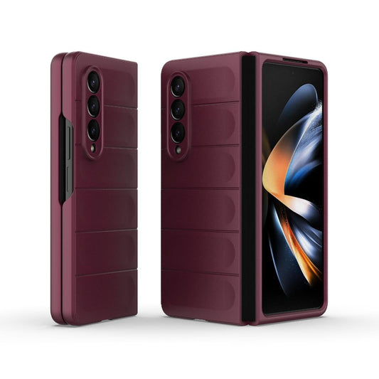 For Samsung Galaxy Z Fold4 5G Foldable Shockproof Phone Case with Magic Shield - Slim Design - Wine Red