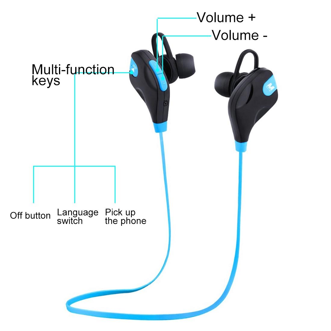 Wireless Bluetooth Earphones with Mic & Control - M8 - Blue