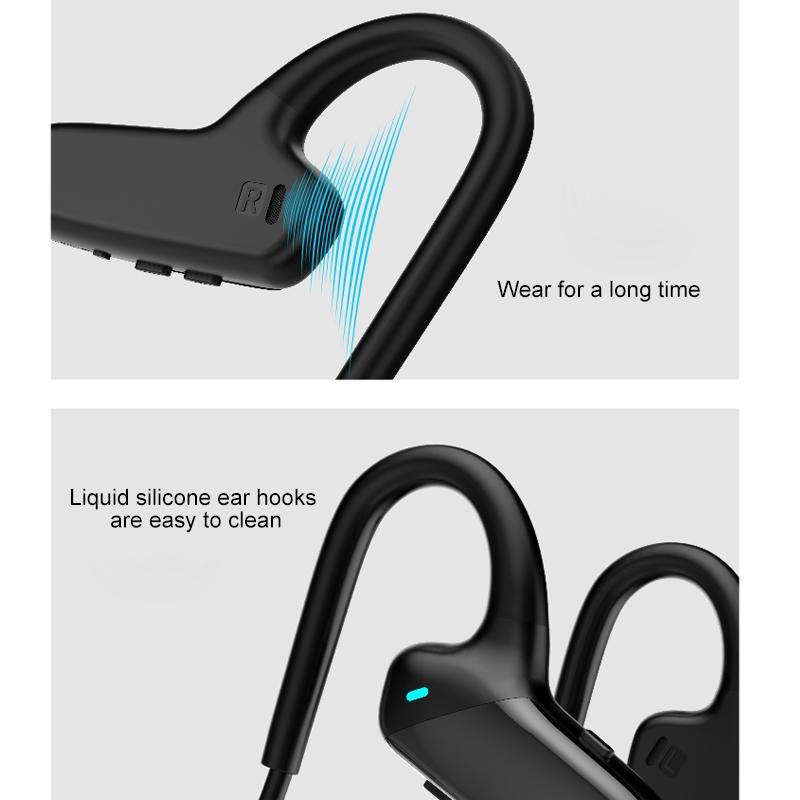 Waterproof Bone Conduction Bluetooth Earphones 5.0 for Sports - Blue