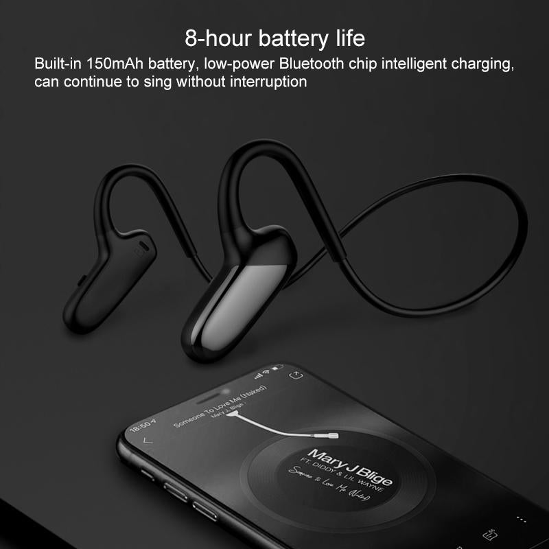 Waterproof Bone Conduction Bluetooth Earphones 5.0 for Sports - Blue