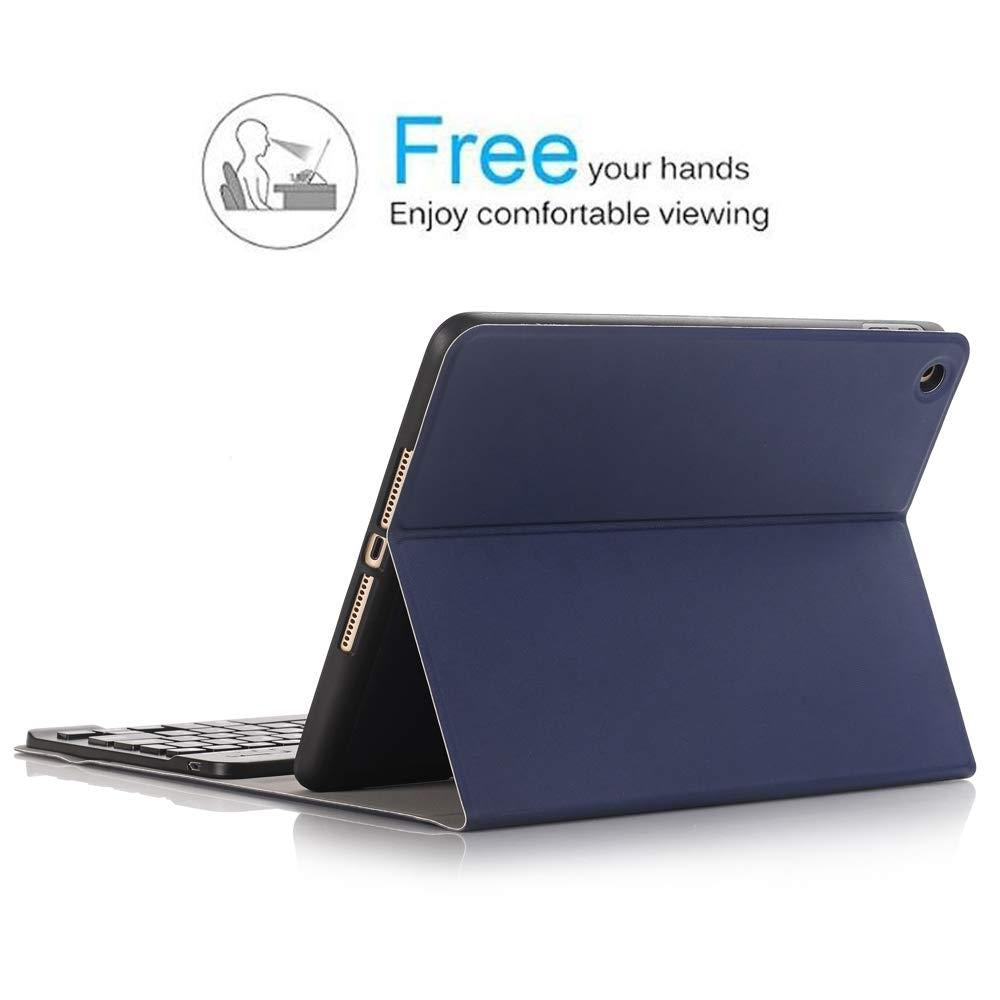 Bluetooth Keyboard & Leather Tablet Case For Ipad Pro / Air 9.7 With Detachable Design & Pencil Holder - Blue