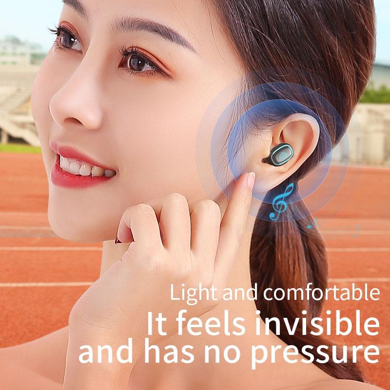 True Wireless Bluetooth Earphones with Digital Display and Charging Box - Blue