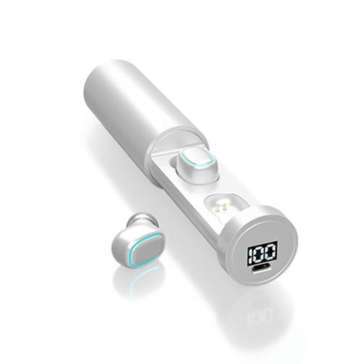 True Wireless Bluetooth Earphones with Digital Display and Charging Box - Blue