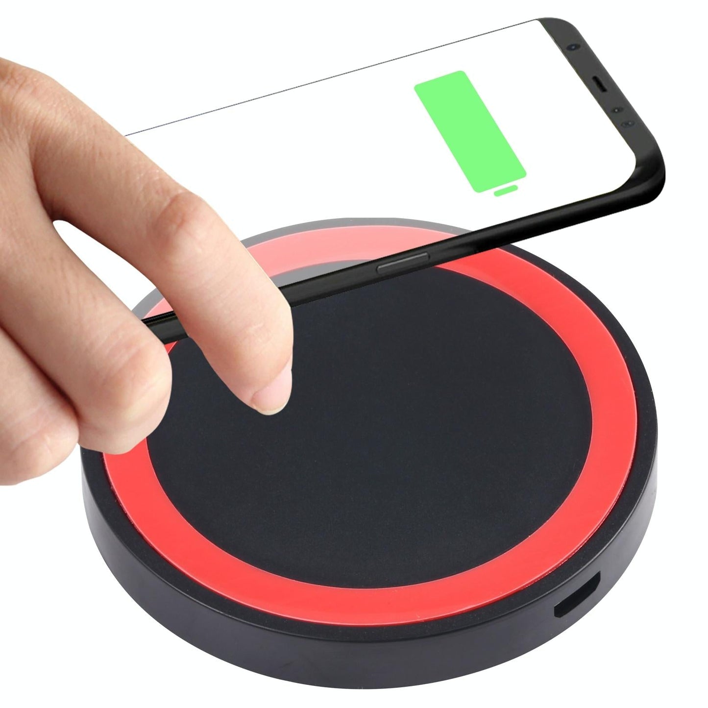 Universal 5W Round Wireless Charger - Black + Blue