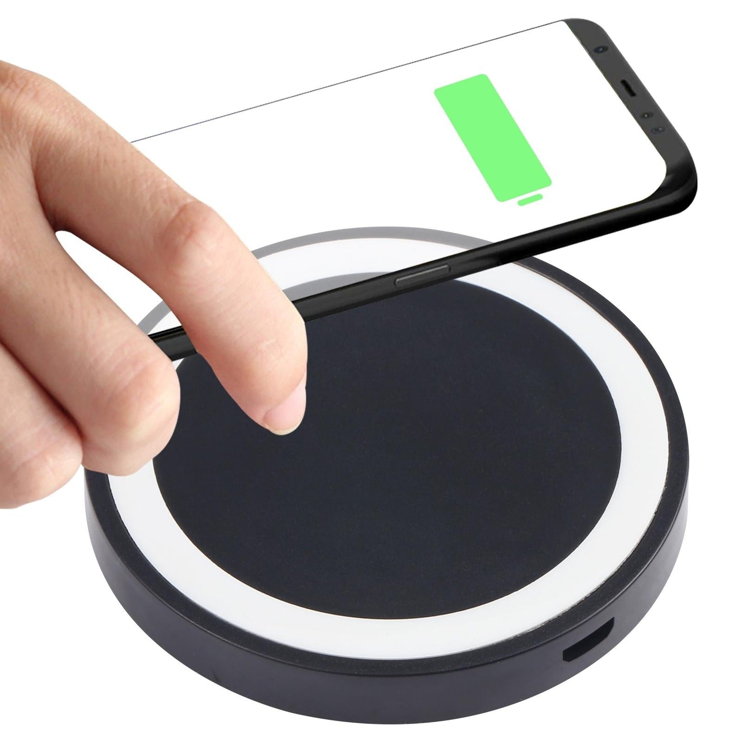 Universal 5W Round Wireless Charger - Black + Blue