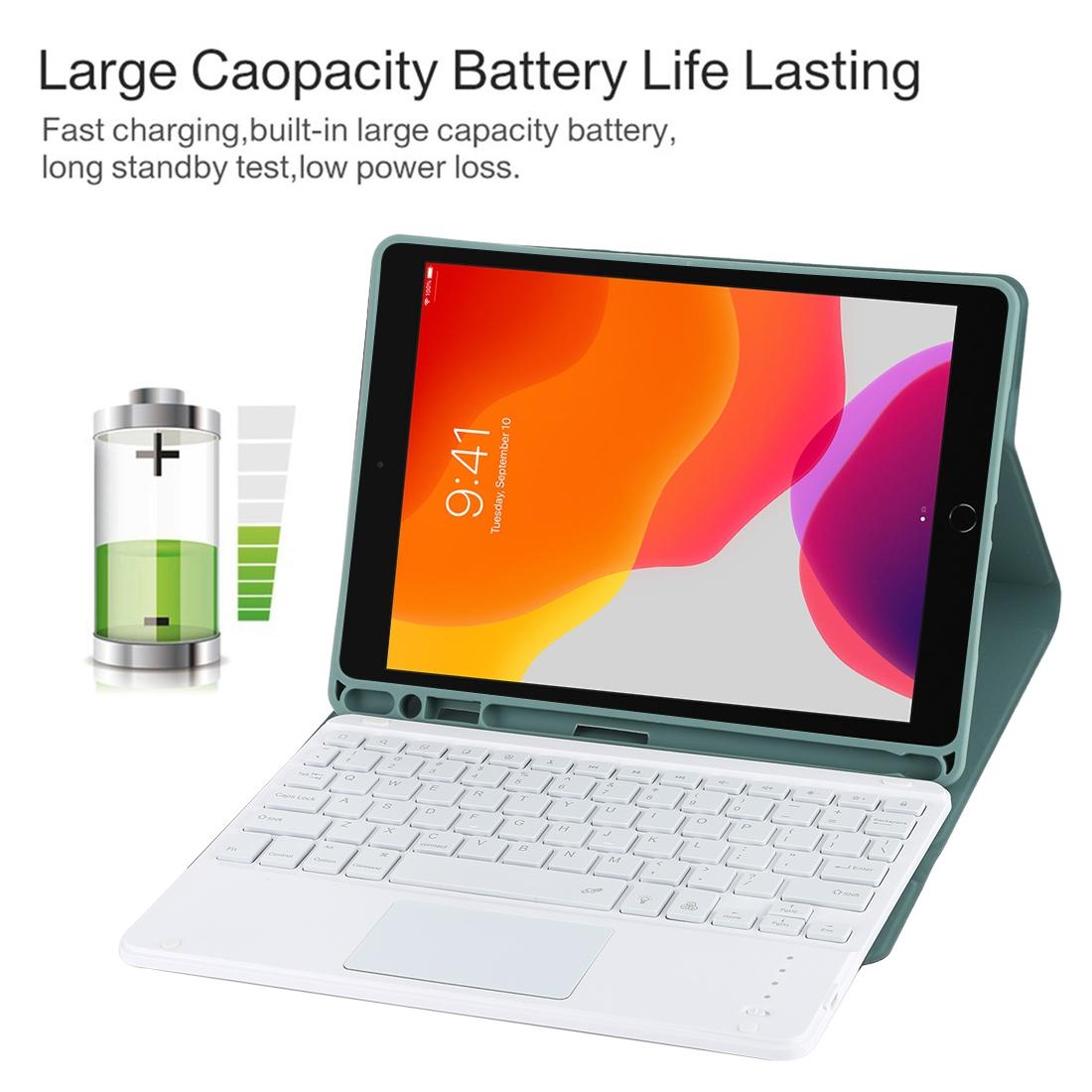 Bluetooth Tablet Case For Ipad 10.2 / Ipad Air 2019 With Touch Pad & Backlight & Pen Holder - Detachable - Purple